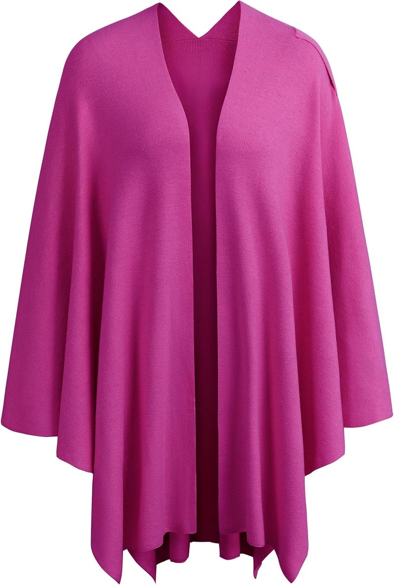 Puli Womens Large Cross Front Poncho Sweater Wrap Topper Knitted Elegant Shawls Cape for Fall Winter - Image 3